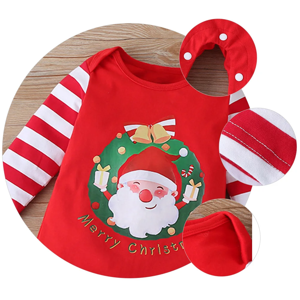 

1Pcs Christmas Santa Jumpsuit High Quality Cotton Xmas Baby Romper Soft Comfortable Eco Friendly No Fluorescent Agent Classic