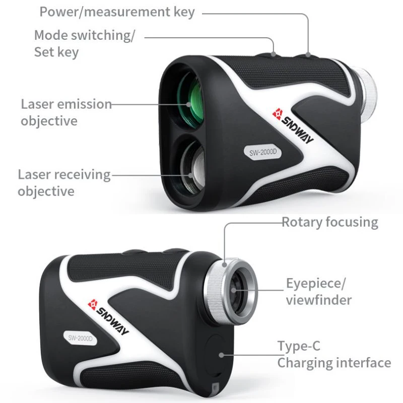 SNDWAY SW-2000D Laser Distance Meter 2000M Range Finder Telemeter  Monocular Professional Outdoor Rangefinder Telescope