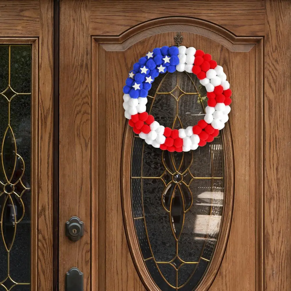 Independence Day Garland Blue White Door Hanger Patriotic Usa Flag Garland Independence Day Wreath Stars Decoration for Front