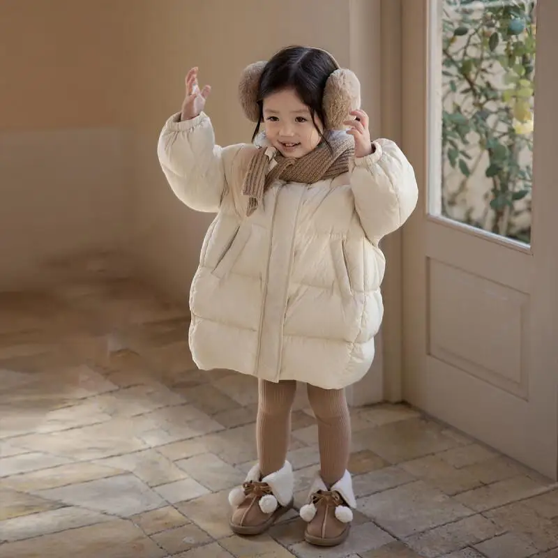

New 2025 Winter Baby Girls Down Cotton Padded Jacket Thickened Cartoon Bear Fashionable Warm Coat for Toddler Kids Outerwear