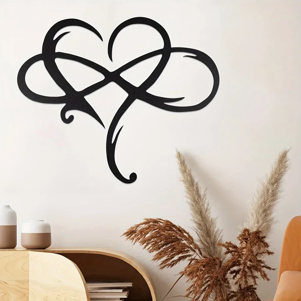 CIFBUY Decoration 1pc 15.8inch X 13.8inch Infinity Heart Metal Home Decoration Art Eternal Love Infinite Heart-shaped Wall Mount