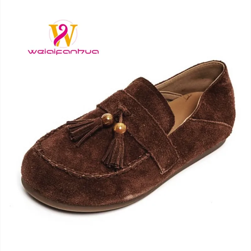 

Women's Shoes 2025 New Style Genuine Leather Boken Shoes, Women's Single Shoes, Retro One-strap Flat Loafers, Bean Shoes