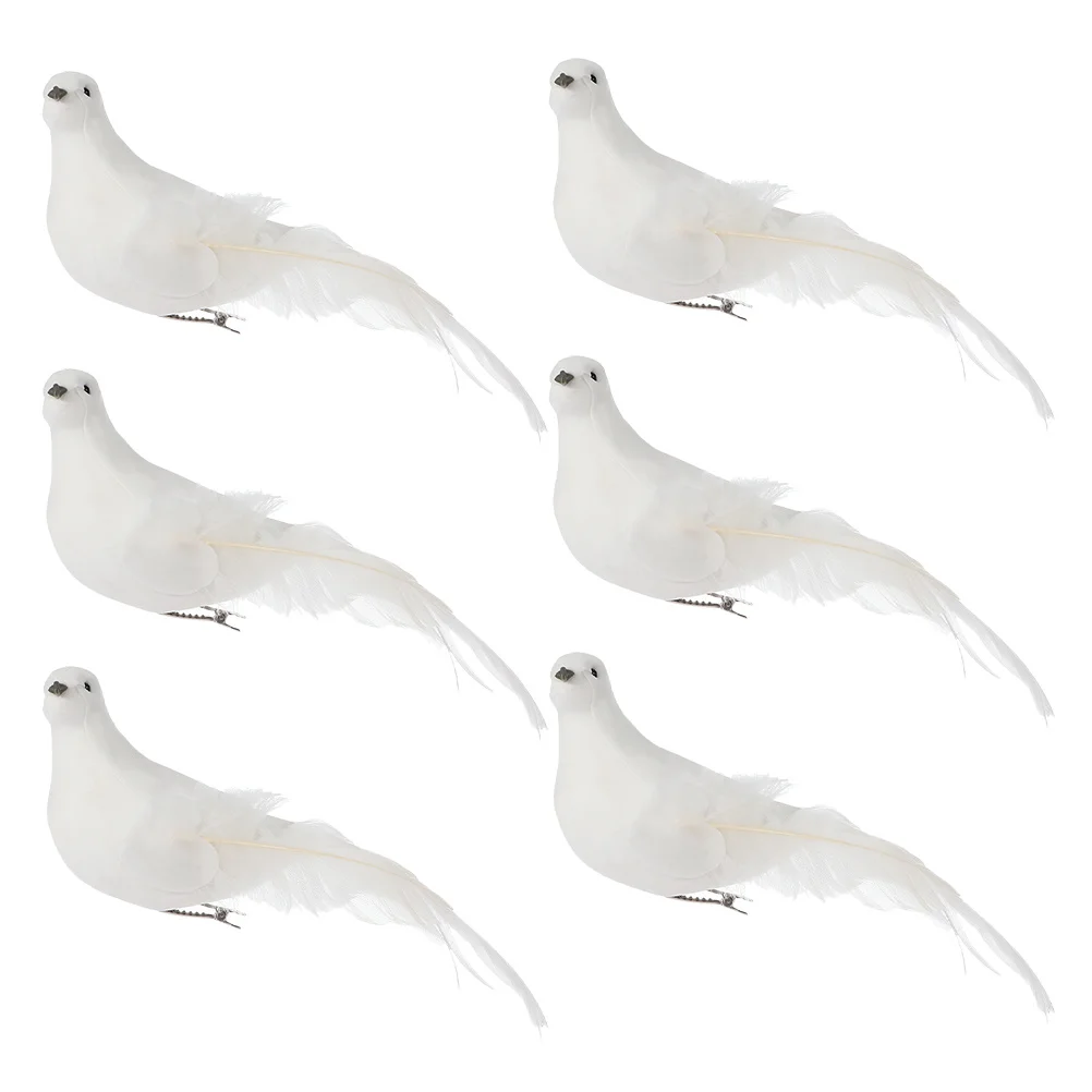 

6 pcs Artificial Birds Decoration Simulation Doves White Foam Pigeons Clips For Wedding Party Home Decor Christmas Tree Ornament