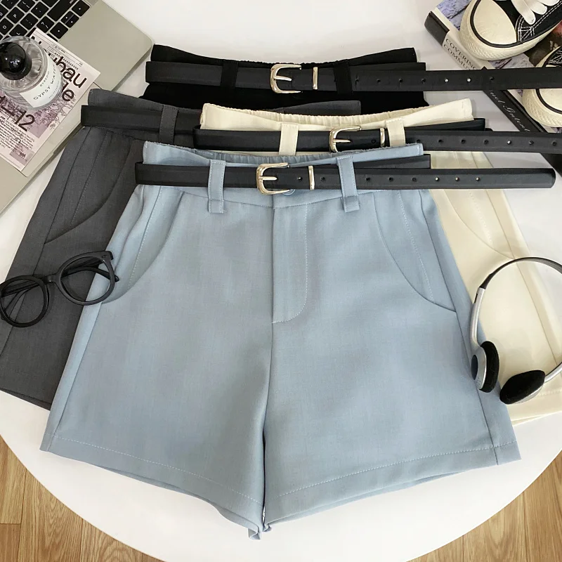 

Casual High Waist Wide Leg Pants Short Shorts Women's Suit 2026 Spring Summer Belt High Quality Fashionable Versatile Slimming