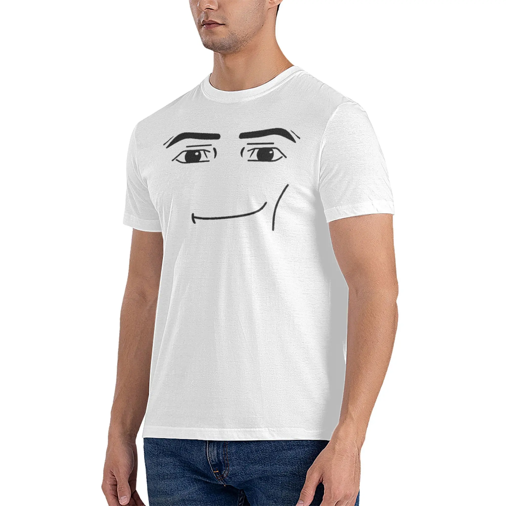 Funny Anime Robot Robloxs Face T-Shirt For Men Women Cotton Short Sleeve Round Neck Summer Clothing