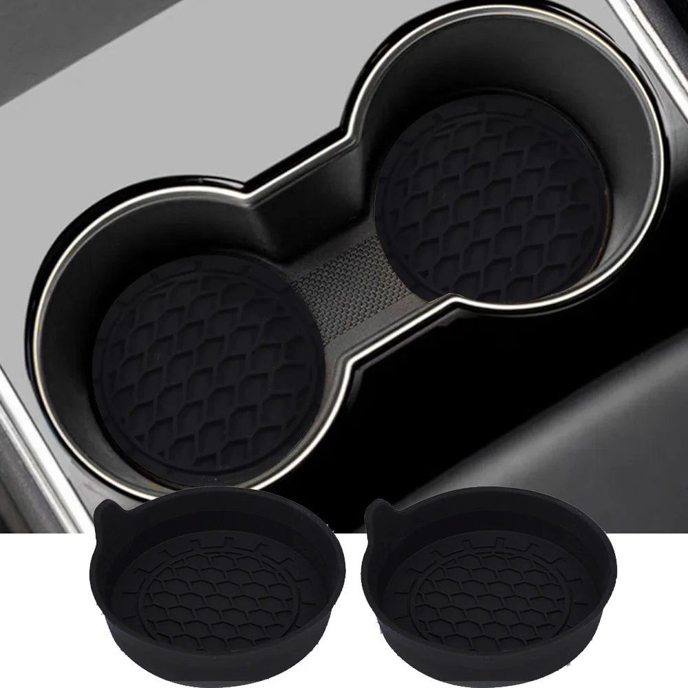 2PCS Nicht-Slip Auto Tasse Halter Matten Verdickte Gummi Untersetzer Auto Innen Anti-Rutsch Wasser Flasche Matte