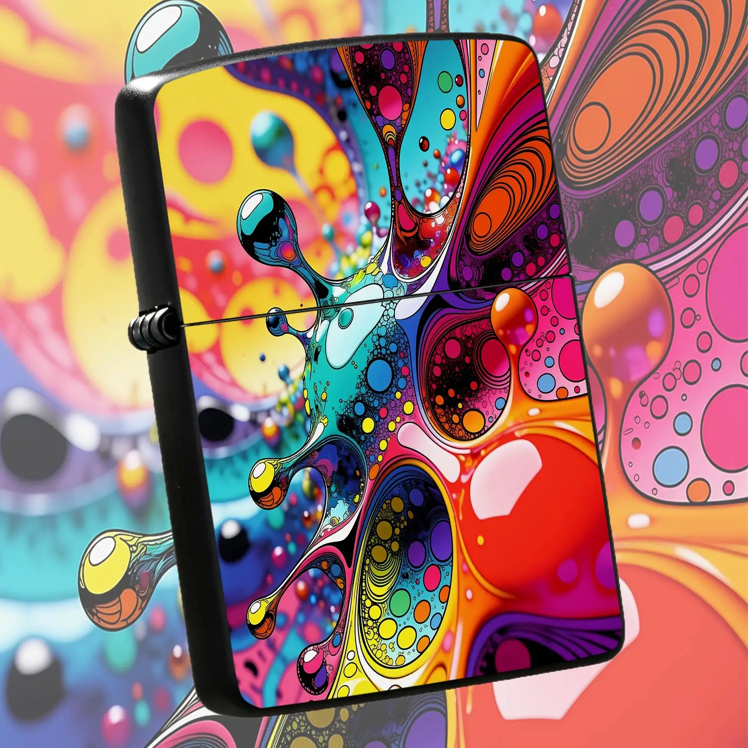 Psychedelic Pop Art Colorful Fluid Pattern Lighter, Vibrant Dazzling Iridescent Decorative Portable Starter, Stylish Unique Trendy Accessory For Daily Outdoor Travel Home Use, Thoughtful Exquisite Gift For Festival Birt A Humorous And Inter