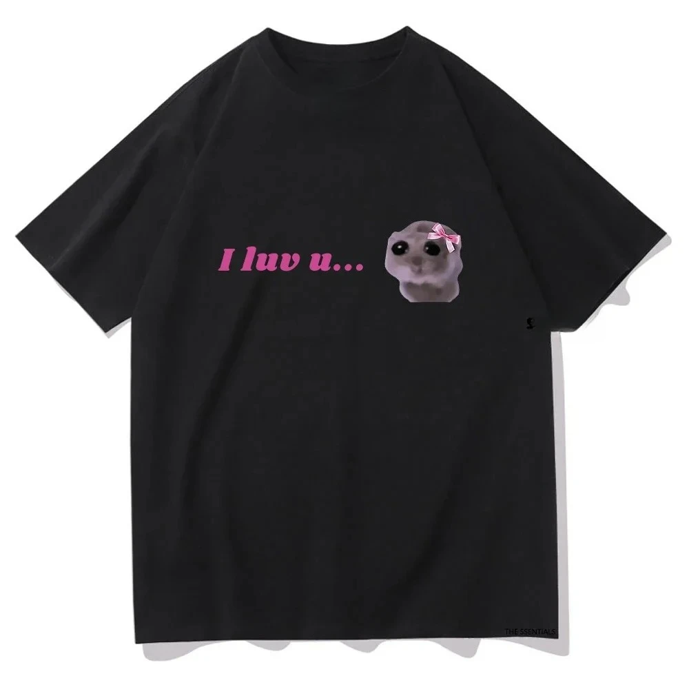 أنا أحب U حزين الهامستر تي شيرت مضحك Kawaii المطبوعة النساء الملابس Harajuku الجمالية التي شيرت خمر ملابس الشارع الشهير #1