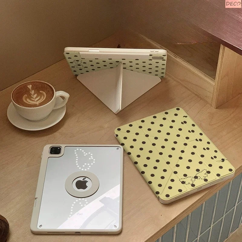 Polka-Dot Wings Ins Magnetic Buckle 720° Magnetic Ring Tablet Case for IPad Pro12.9 13 M4 M5 Case 8.3 9.7 10.2 7th-11th Air8