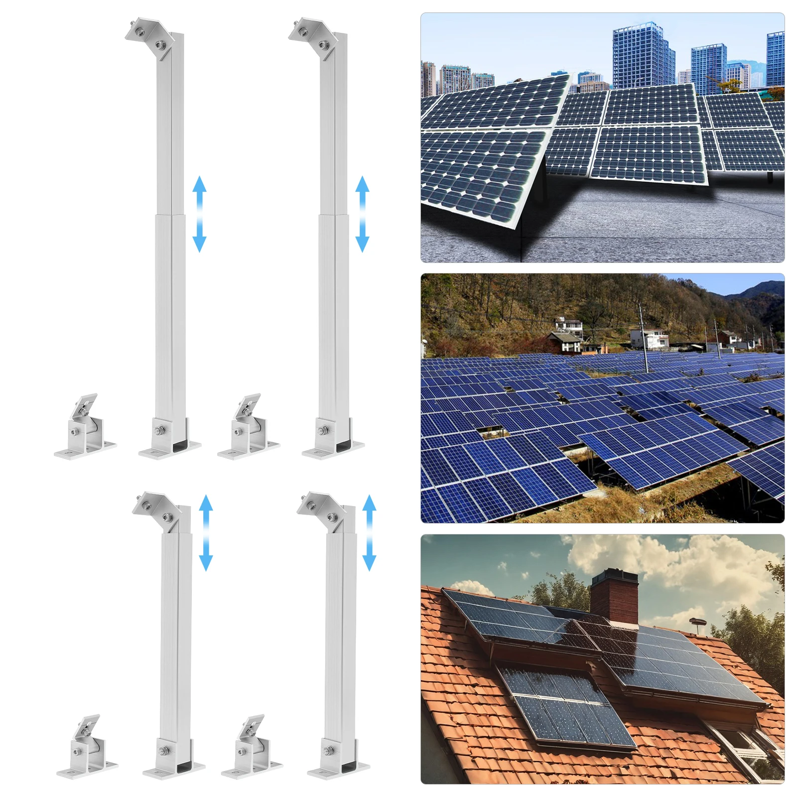 

4pcs Photovoltaic Solar Panel Mounting Brackets Height Adjustable for Solar Panels