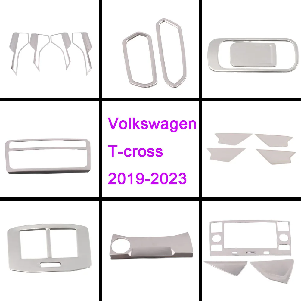 For Volkswagen VW T-cross Tcross 2019 2020-2023 Stainless Steel Center Console Navigation Frame Window Glass Lift Switch Trim