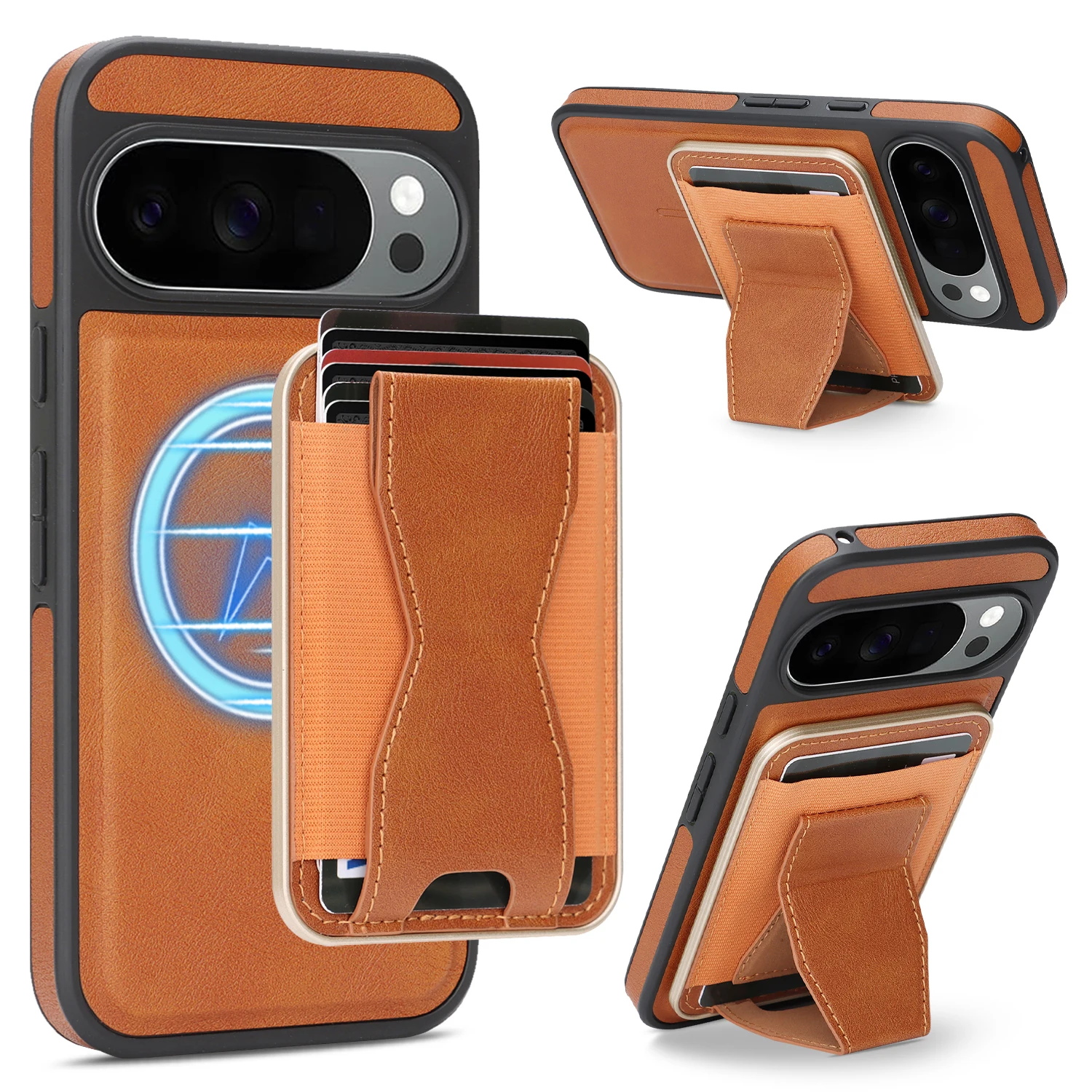 2 في 1 حافظة جلدية مغناطيسية قابلة للفصل Solt لهاتف Google Pixel 10 Pro XL 9A 9 غطاء حقيبة شحن لاسلكي بمسند #1