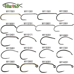 Vtwins-Barbless Barbless Fly Tying Ganchos, 60 Graus, Jig, ninfa, Streamer gancho, seco, Caddis molhado, Salmon Trout, Pesca gancho Combater