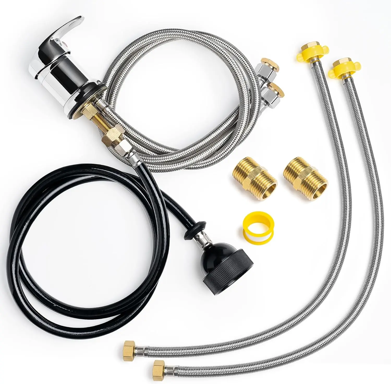 

Professional Beauty Salon Shampoo Sink Bowl Faucet and Sprayer Kit with Vacuum Breaker and Flexible Spray Hose - Faucet Extended