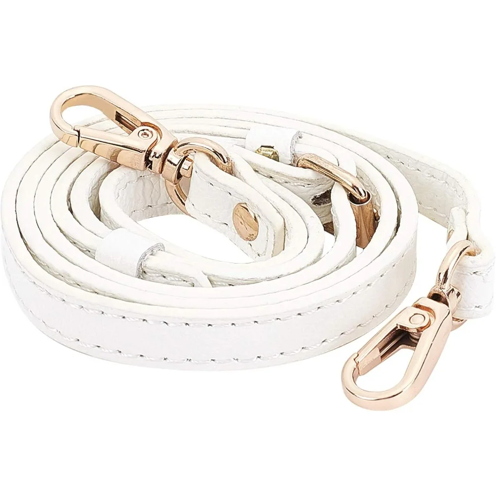 Leather Adjustable Crossbody Replacement Straps Cowhide Leather Purse Strap Handles For Shoulder Bags White