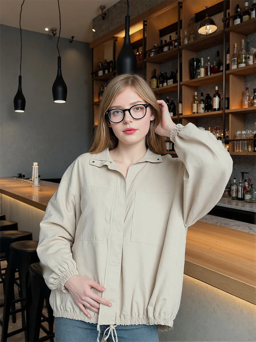 

Turn Down Basic Collar Jackets Double Sided Demi-Season Jacket For Women Winter Heavy-Duty Quilted Camping Protective Thermal OL