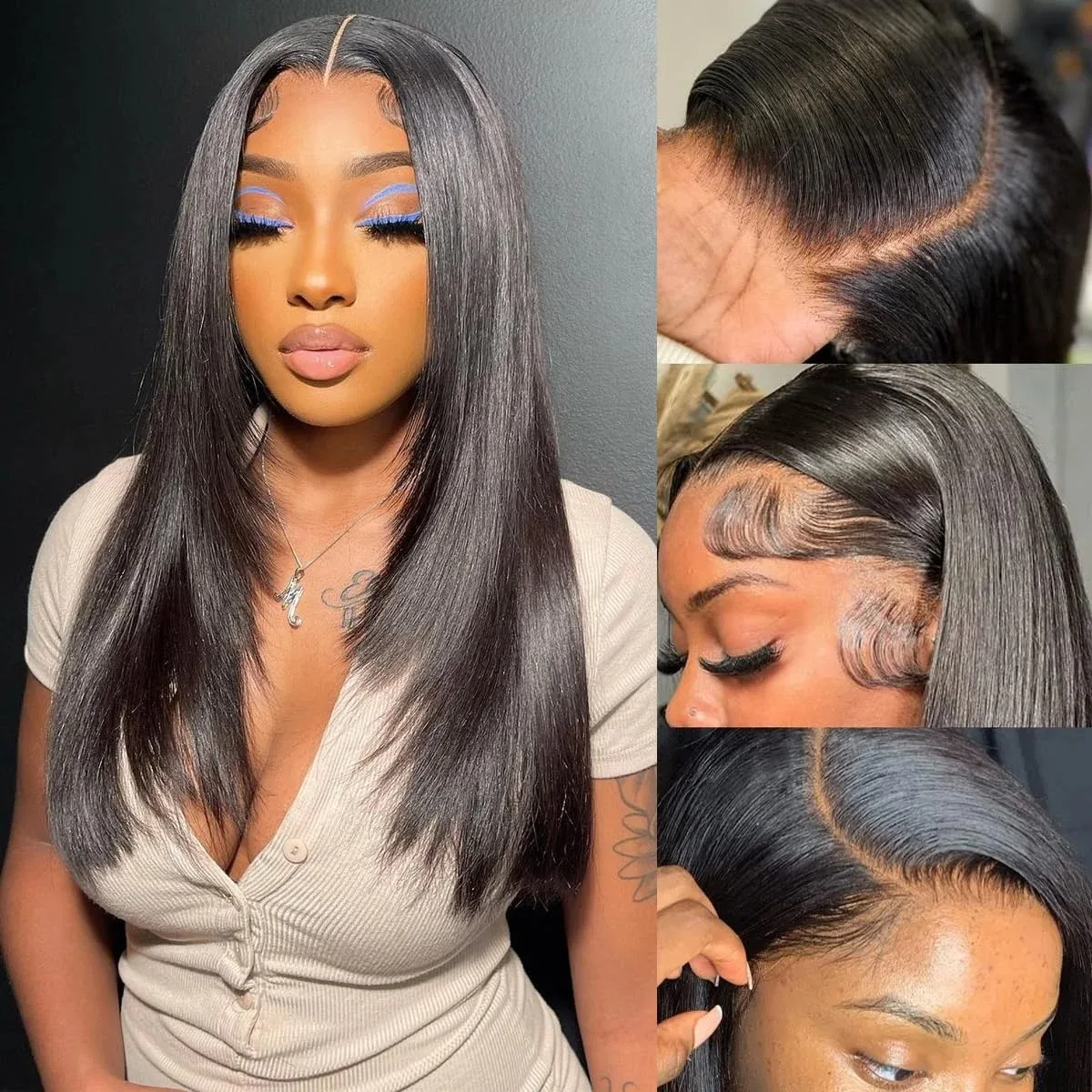 Glueless Straight Transparent Lace Front Wig Pre Plucked 5x5 Pre Cut Ready to Wear Lace Closure Human Hair Wig For Women