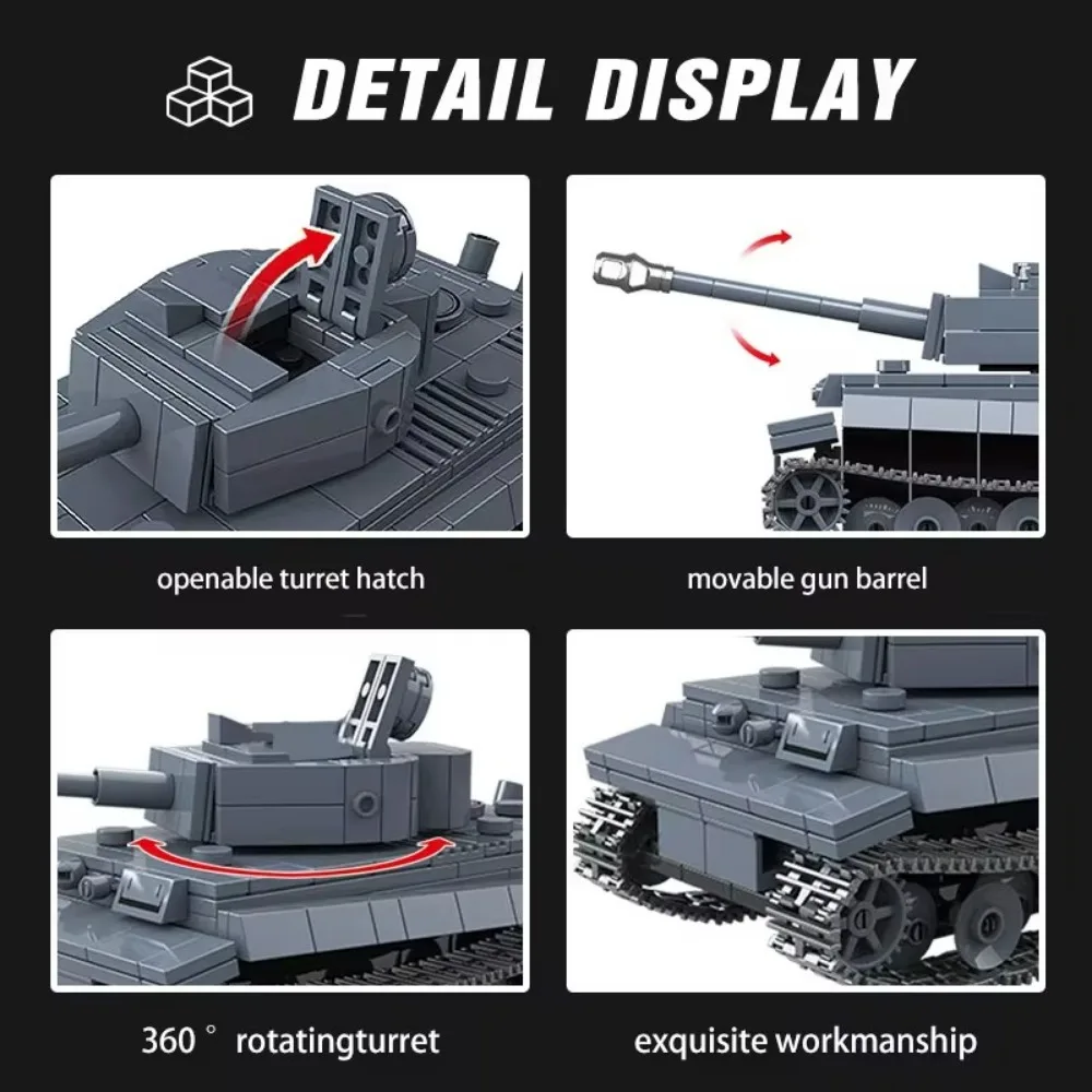 Serie militare Panzer Tiger I Heavy Tank Building Blocks fai da te World War II modello di veicolo mattoni giocattoli per bambini ragazzi regali Set