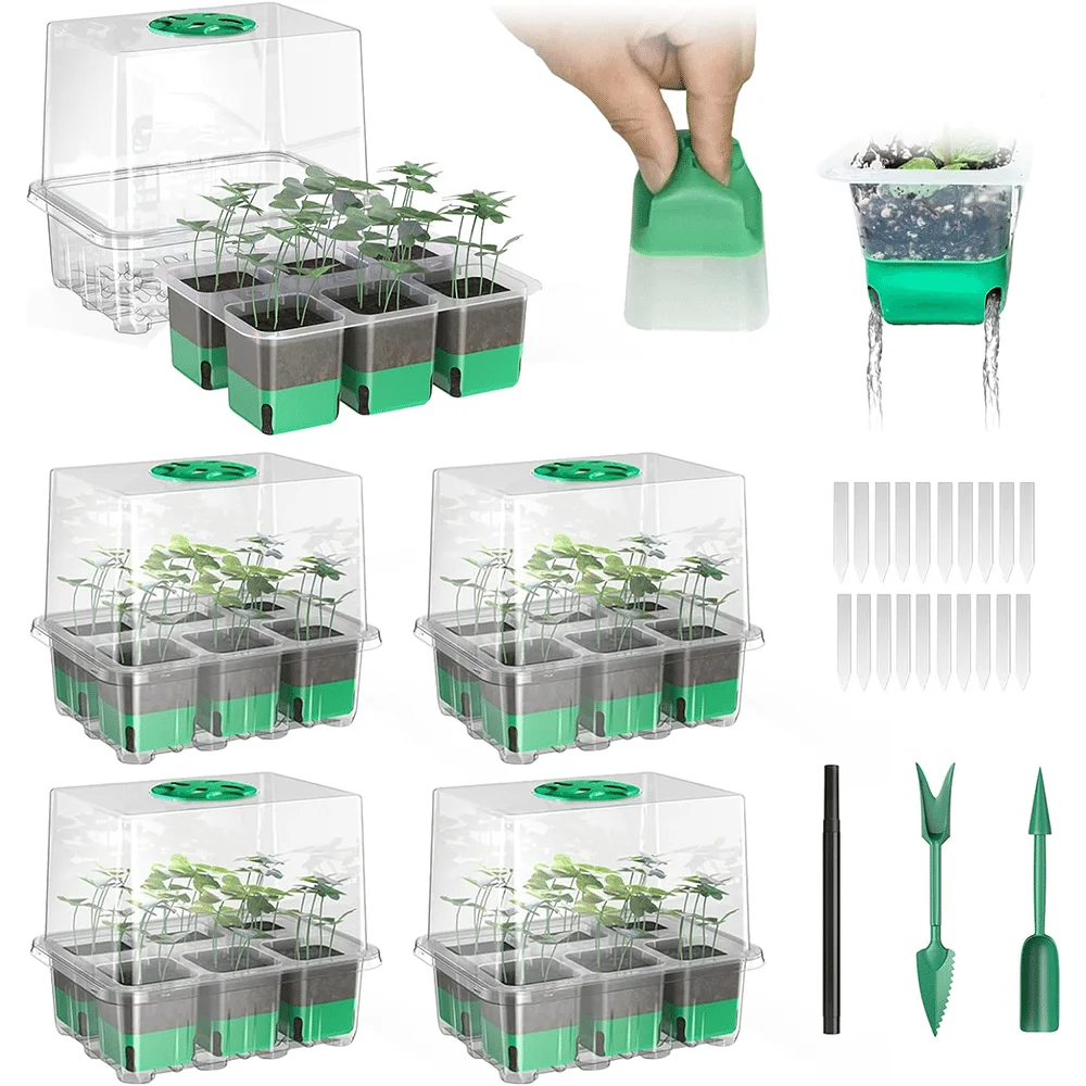 

Reusable Seed Starter Tray with Soft Silicone Cells, 5 Pack Seed Starter Kit for Greenhouse Propagator Station Planting Growing