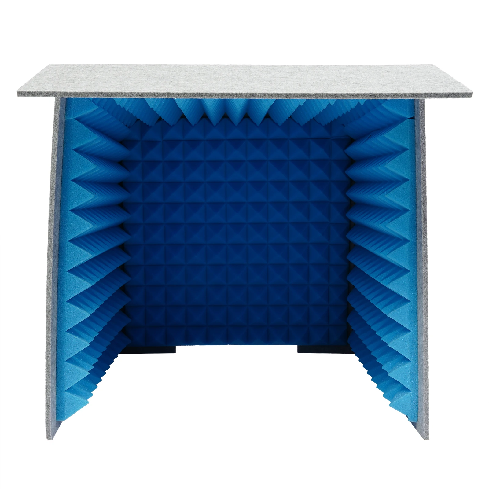 Foldable Desktop Soundproof Shield, 60cm Size Vocal Recording Booth, 50mm Sponge Studio Vocal Filter, Acoustic Isolation Screen, Portable Mic Enclosure, Home Podcast Booth, Tabletop Sound Absorbing Cover, Gray Blue Recording Shield view 2
