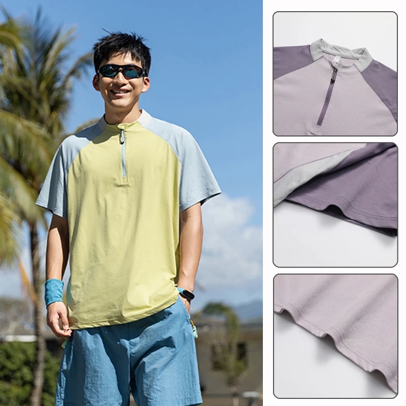 quick-drying-half-zip-t-shirt-short-sleeved-men's-summer-trendy-lightweight-sun-protection-top-t-shirt-for-men