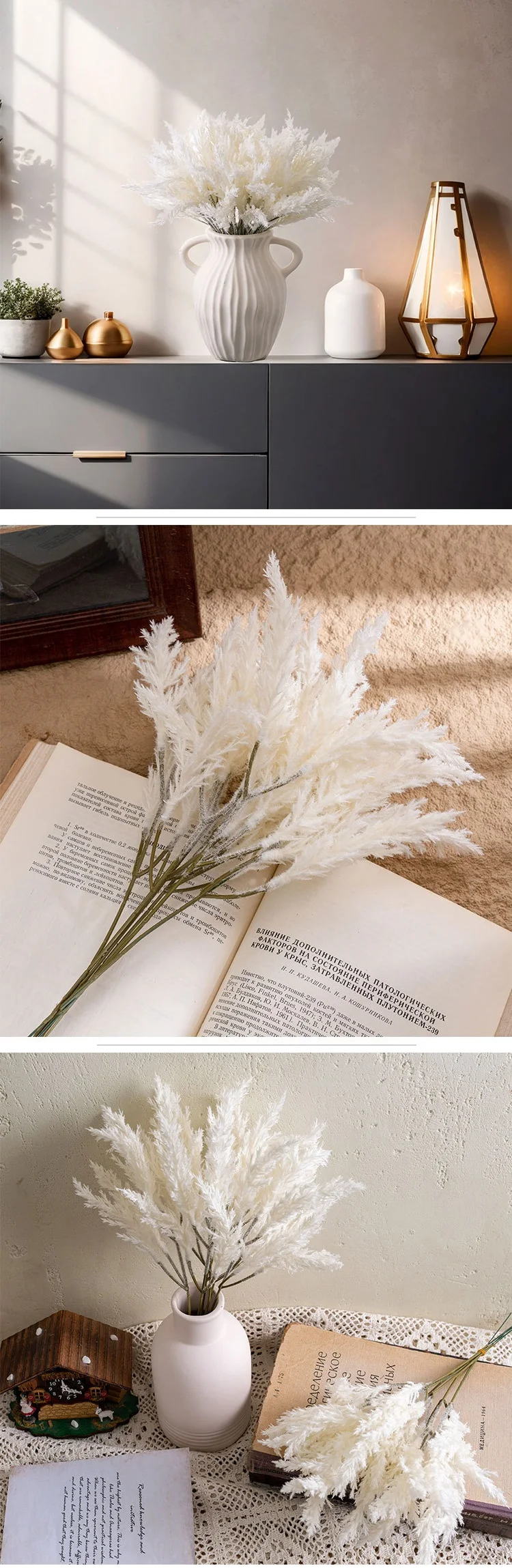 Künstliche Astilbe Chinensis Brautblumen, beige, künstliche Pflanzen, Pampas, Rime-Blumenstrauß, Blume für Hochzeit, Party, Raumdekoration – Detail 1