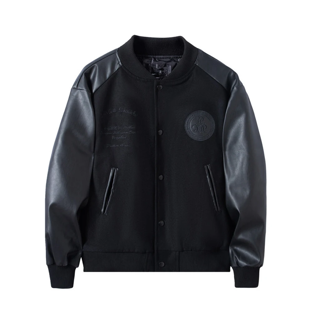 Mens Patchwork Faux Wool Embroidered Baseball Jacket Streetwear Fashion Youth Outdoor Versatile Jacket Men'S Clothing 2026 New
