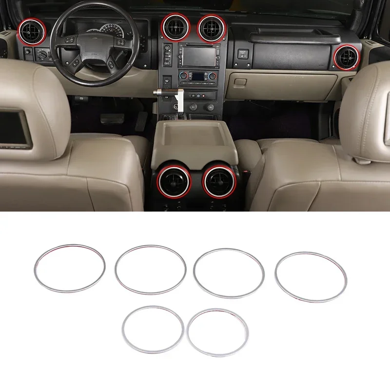 

For 2003-2007 Hummer H2 aluminum alloy silver car styling air conditioning outlet decorative ring sticker car interior parts