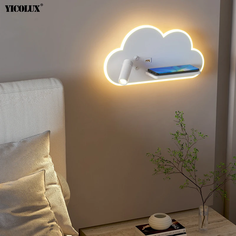 USB Inductive Charging New Modern LED Wall Lamps With Spotlight Study Living Room Bedroom Bedside Aisle Lights Indoor Lighting