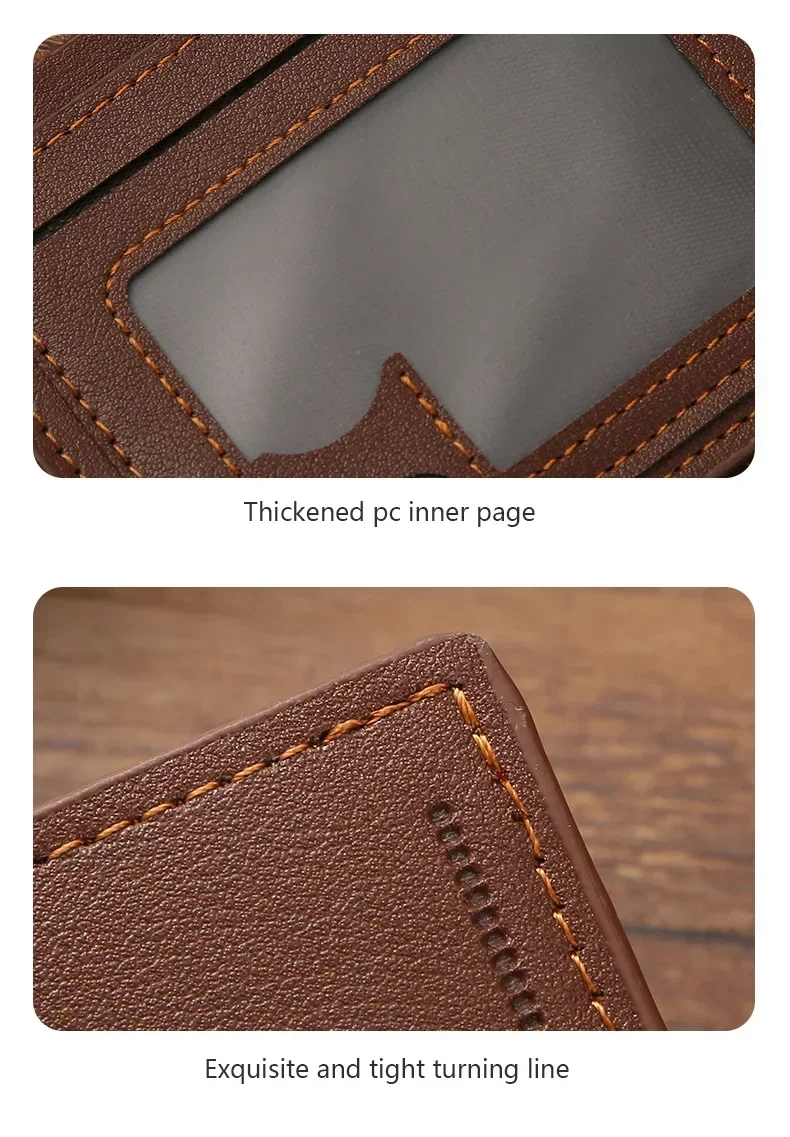 Faltbare, minimalistische, weiche Geldbörse, kurzer Dollar-Clip-Reißverschluss, einfaches weiches Leder, leichte Herren-Geldbörse aus Leder, dünne Geldbörse – Detail 10