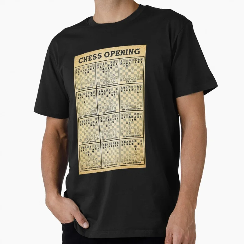 

Vintage Chess Opening Funny Chess Player Gift T shirt for man 100% cotton Large size Tops Game Graphic Print Clothes S-6XL