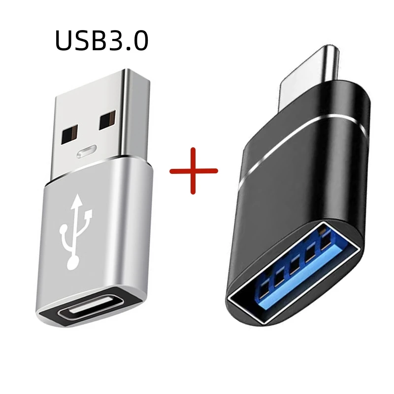 Konverter pengisi daya USB 3.0 ke Tipe C, konektor adaptor pengisi daya tipe-c ke USB Male To tipe-c untuk PC MacBook mobil USB ipad 2 buah