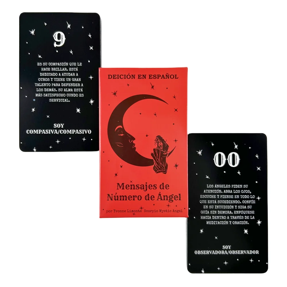 Oráculo En Espa?ol, Mensajes De Número De?ngel, 53 cartas, Números Angelicales Angel Number Messages Tarot Cards Deck Future