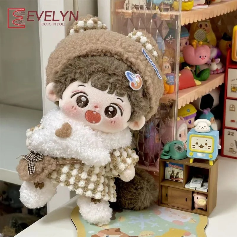 Evelyn 20 cm katoenen poppenkleding eindeloze crème warme pluche schattige serie kledingset