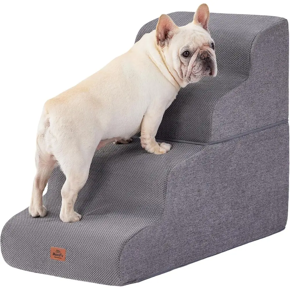 

Curved 4-Step Pet Stairs for Small Dogs and Cats, 22.8 High, Non-Slip and Balanced Access to High Beds