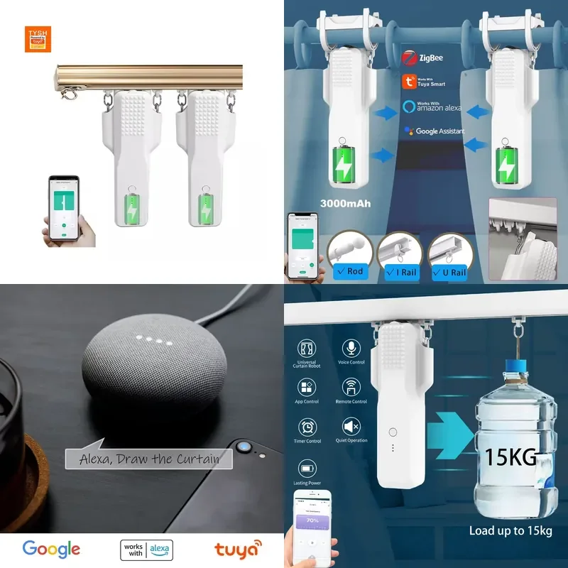TYSH Mini Battery Ultra-quiet Voice App Control WiFi Dream Curtains Motor Bed Curtain Smart Office Bedroom