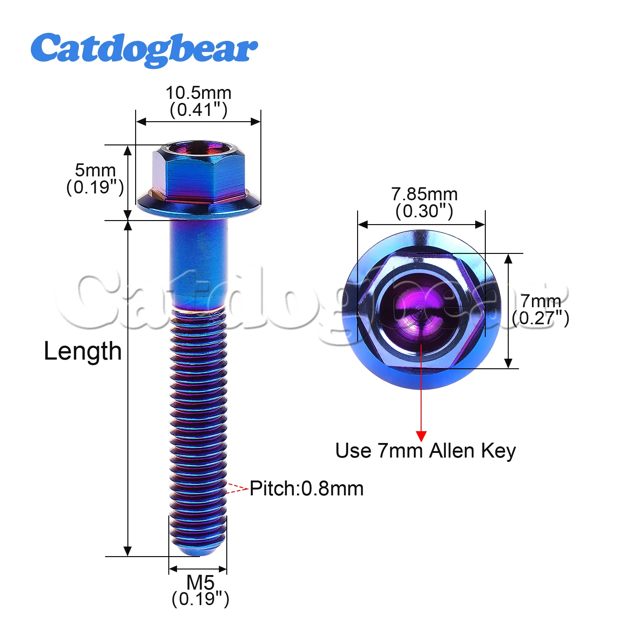 Catdogbear Titanium Bolts M5x10/15/20/25/30/35mm Socket Flange Head DIN6921 for Motorcycle Modified