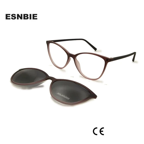 Imagen 2 del producto Gafas De sol TR90 ultraligeras con forma De ojo De gato para mujer, montura De gafas con imán polarizado, gafas De sol con Clip para mujer Uv400