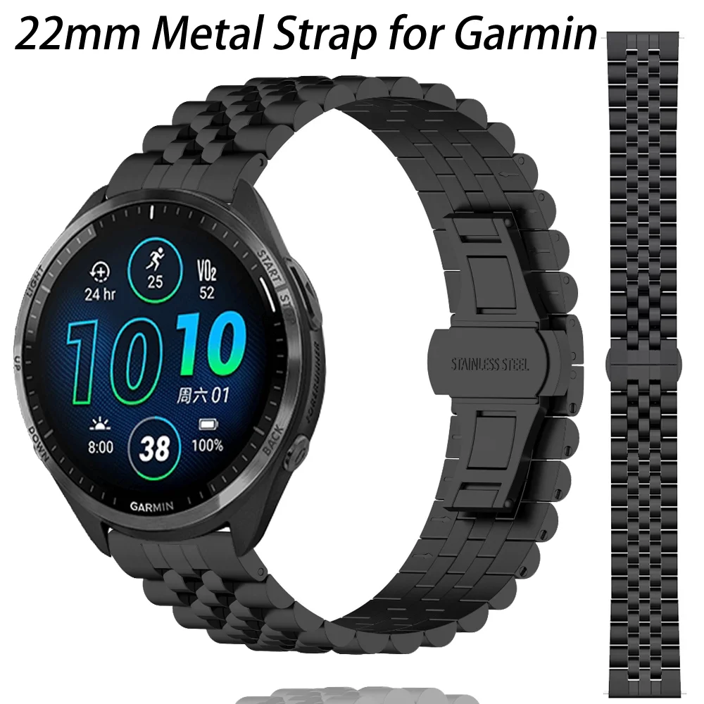 

22mm Metal Strap for Garmin Forerunner 255 965 265 955 970 Replaceable Wristband for Garmin Vivoactive 4/Venu 3 2 Bracelet Belt