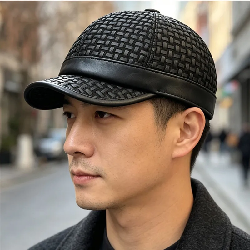 New Autumn Novelty Personality Retro Hip-hop Sheepskin Baseball Caps Men's Cap Natural Genuine Leather Cap Women's Hat 모자 кепка
