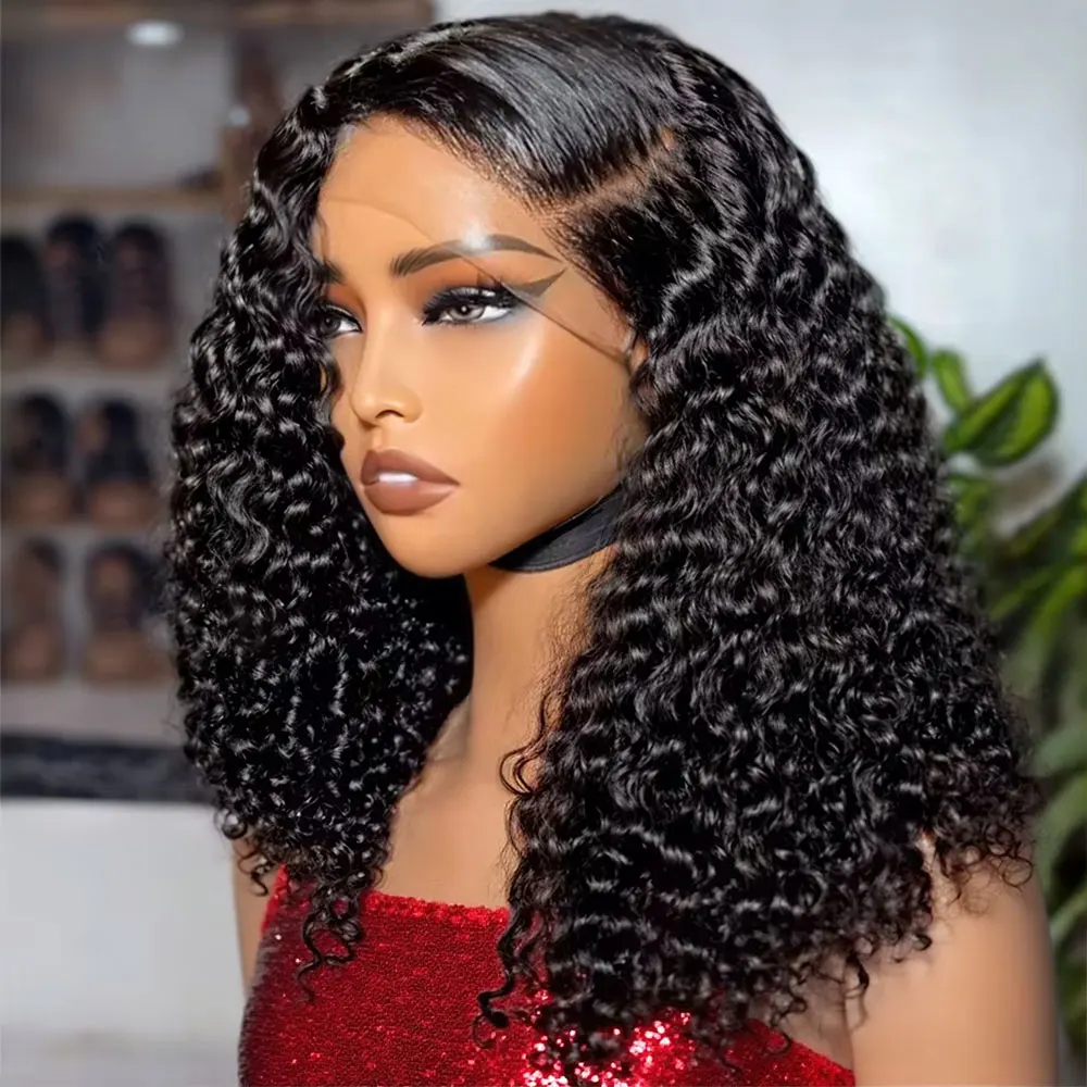 짧은 밥 가발 인모 곱슬 가발 딥 웨이브 13x6 HD 레이스 프론탈 가발 바로 착용 가능 7x5 글루리스 가발 레이스 프론트 인모 가발