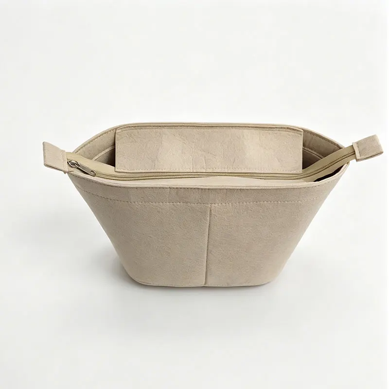 Wide Top Narrow Bottom Insert Organizer For Woven Straw BASKET Bucket Bags , Tote Bag Purse Shaper Inner Liner Handbag Organizer view 5