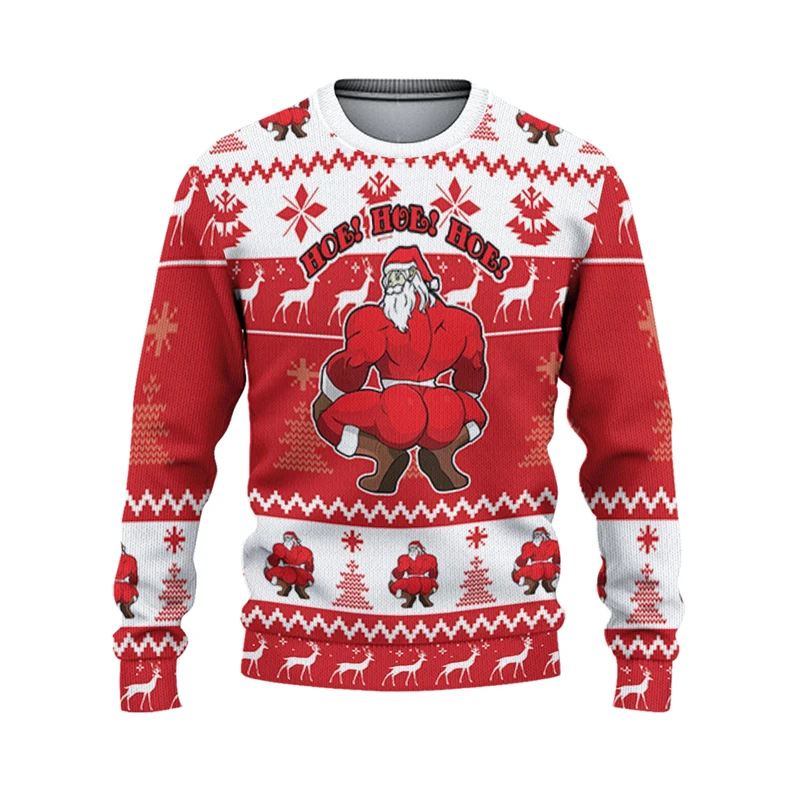 Women's Ugly Christmas Pullover Funny Santa Claus Graphic Print Winter Warm Pullover Casual Loose Fit Christmas Sweatshirt