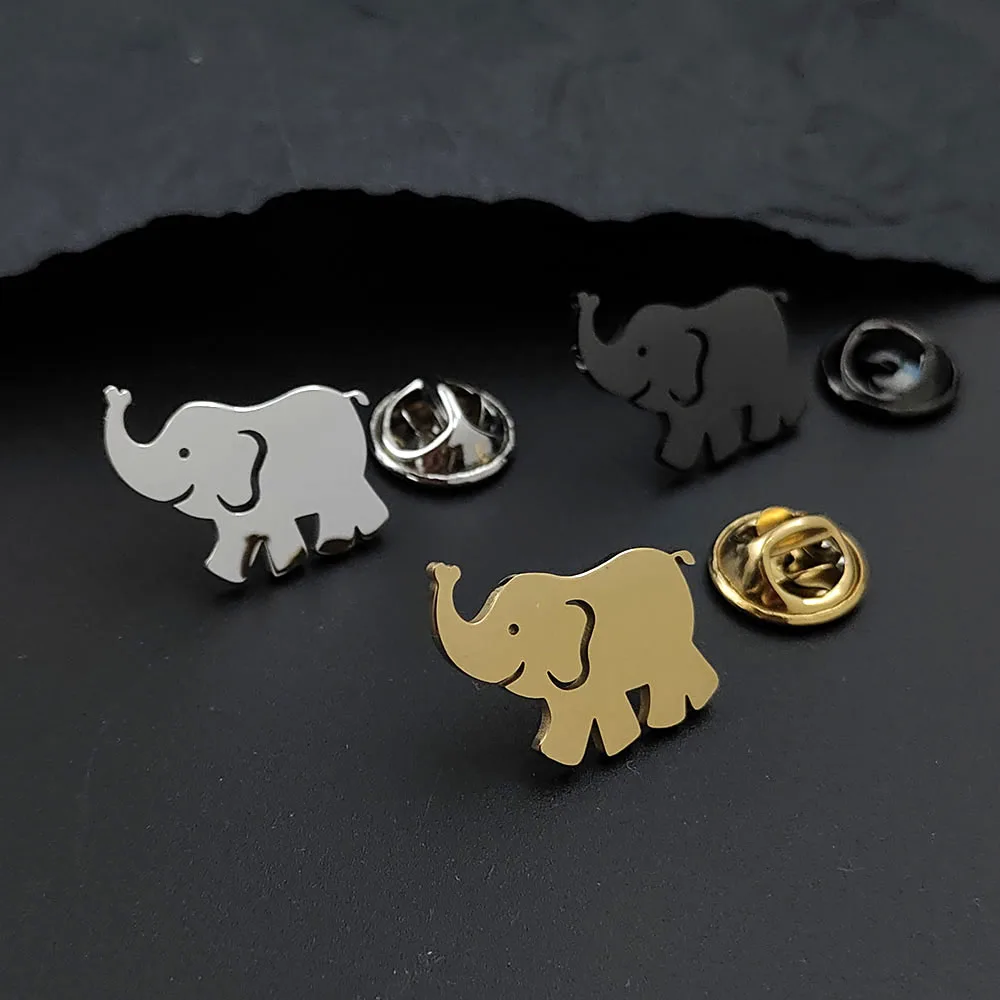 New Happy Elephant Brooch stainless steel 18K, a simple and personalized suit, high-quality waterproof, suitable for banquet wea