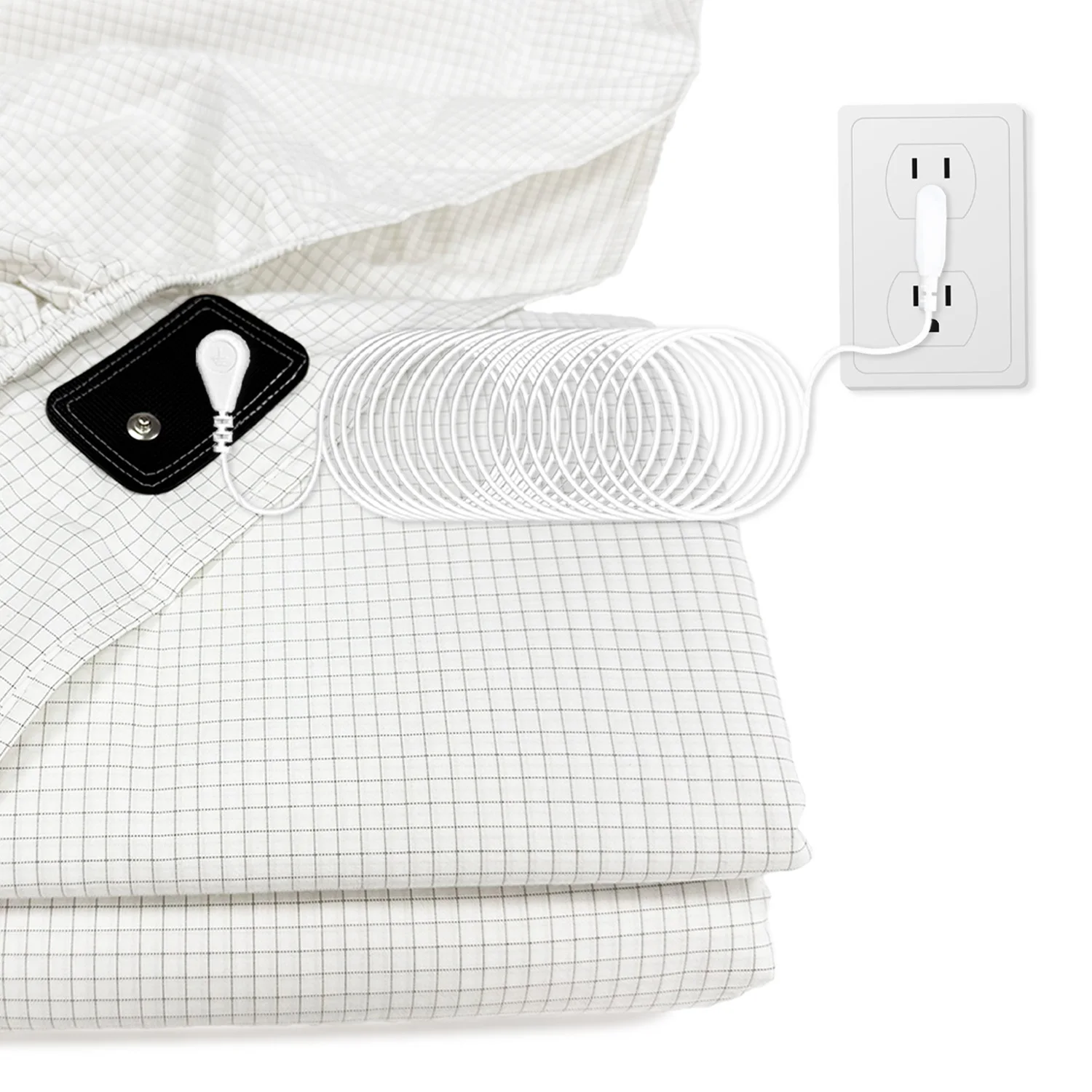 Earthing Grounded Fitted Bed Sheet 10% Silver Fiber 90% Organic Cotton Soft Washable for Improved Sleep Comforter Set