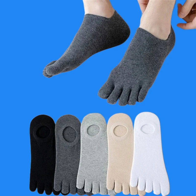 

5/10 Pairs For Men No Show Sports Male Solid Color Ankle 2024 New Anti Friction Socks With Toes For EU 38-43 Five Fingers Socks