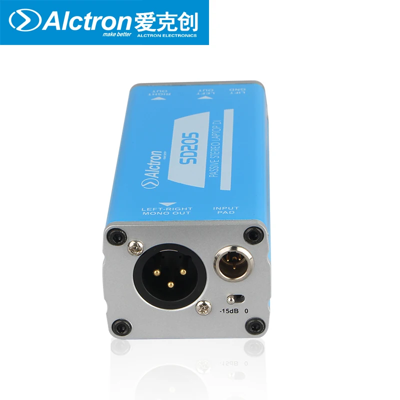 Alctron SD205 passive direct box stereo DI box unbalanced to balance audio signal processor smart phone or music player