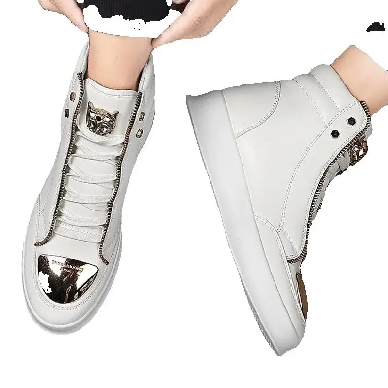 

Men's Ankle Boots High Top Casual Shoes Men Sneakers 2025 Fashion Skateboard Leopard Platform Shoe Sport Training