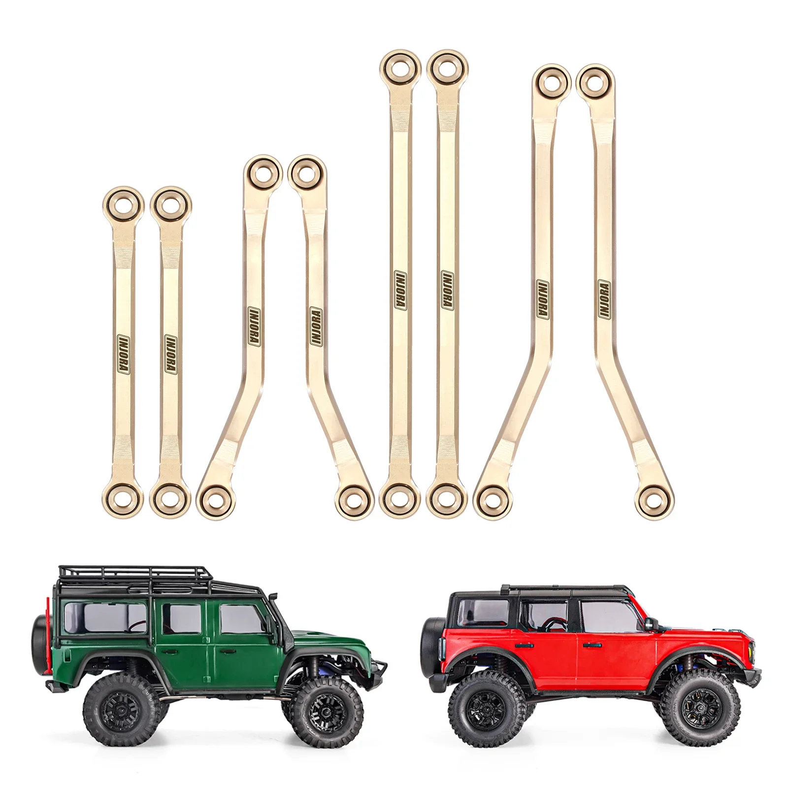 INJORA 42g Brass High Clearance Chassis Links Set for 1/18 RC Crawler TRX4M Upgrade Parts (4M-40)