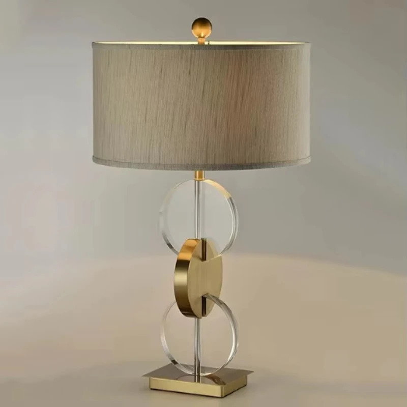 Lighting crystal fabric bedroom bedside simple retro warm high-end room